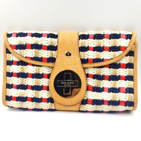 Kate Spade Raffia and Leather Clutch - Picture 1 of 9